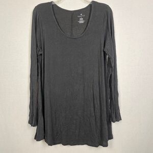 Vanity Black Tunic Top Long Sleeve Scoop Neck L